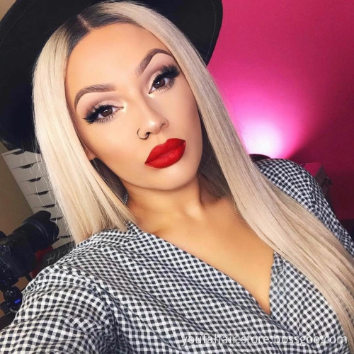 Original Ombre Color Brazilian Straight Human Hair Lace Closure Wig 4*4, 100% Unprocessed 1B 27 Virgin Cuticle Aligned Hair Wig
